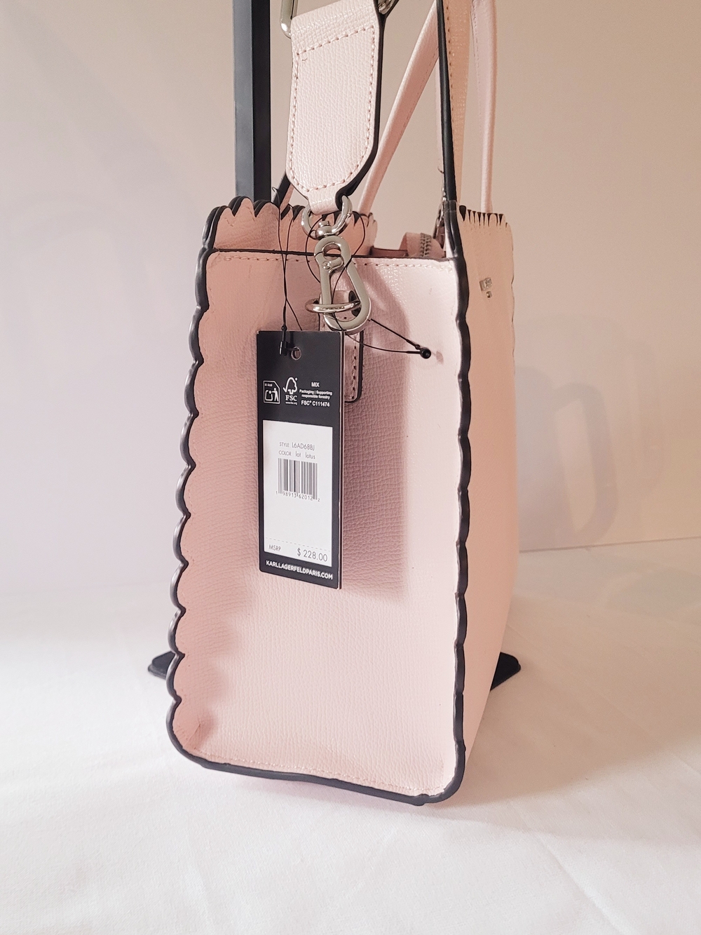 Karl Lagerfeld Pink Scalloped Two Way Carry - Picture 3 of 8